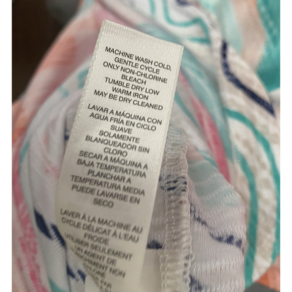 Chicos Dress Women Sz 3 US 16 Pink Green Short Sleeve Lightweight Tropical Beach - Picture 5 of 6